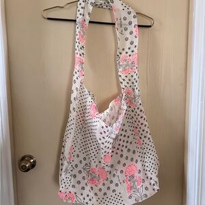 Free People Pink and White Floral Tote